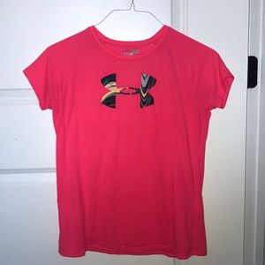 Hot pink under armour workout top